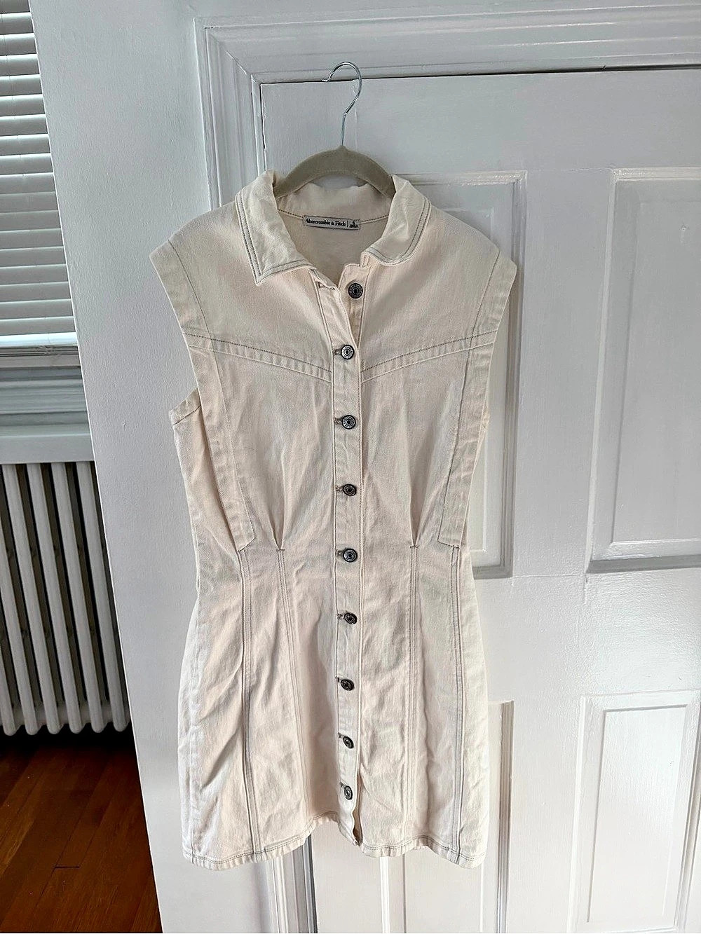 Abercrombie & Fitch Denim Button-Front Mini Dress White Small